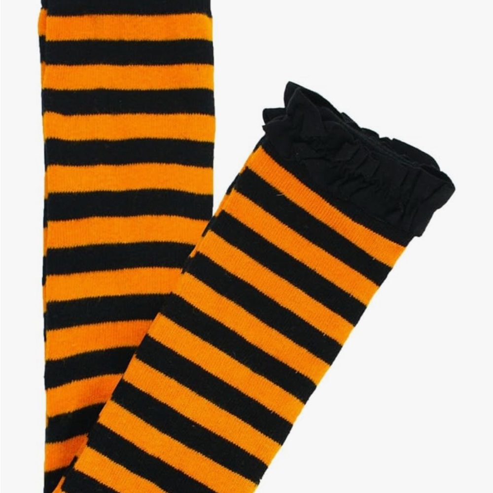 Ruffle Butts Black and Orange Footless Tights